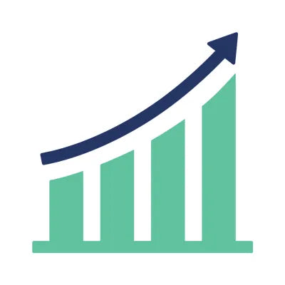 Icon of a bar chart with an upward arrow, symbolizing growth or improvement.